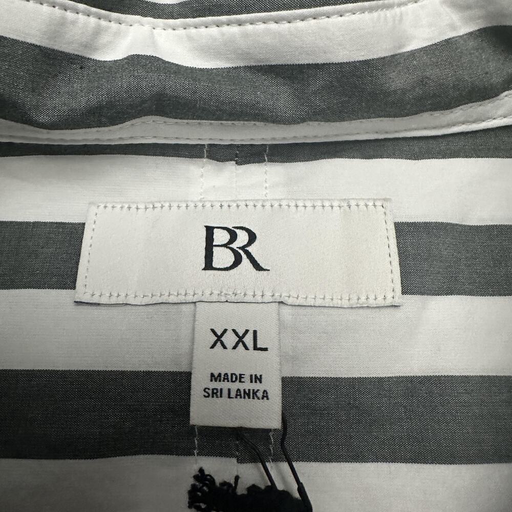 Banana Republic Shirt Womens XXL Gray White Striped Oversized Long Sleeve - Picture 7 of 13